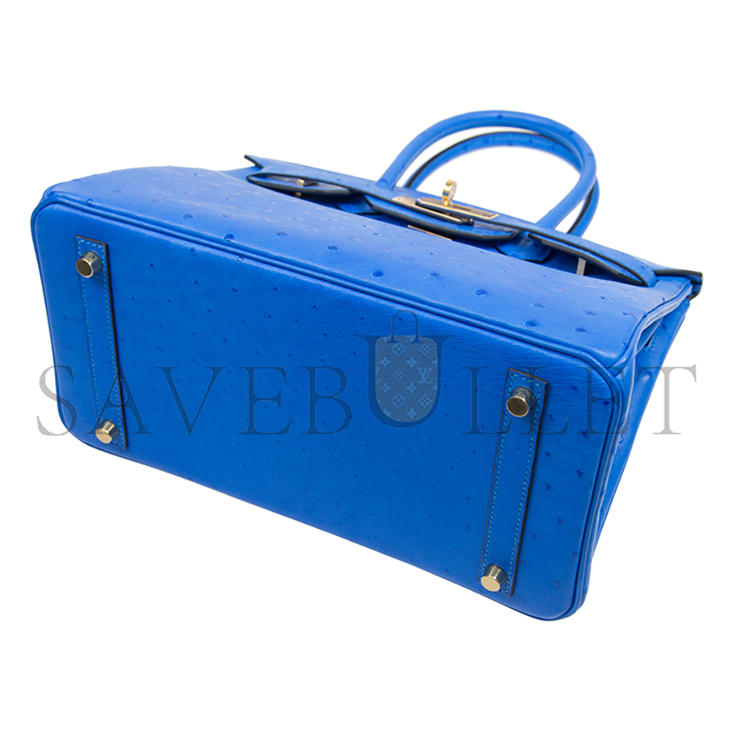 H**mes master birkin 25 ostrich greek blue gold buckle h041933ck89 (30*22*16cm)